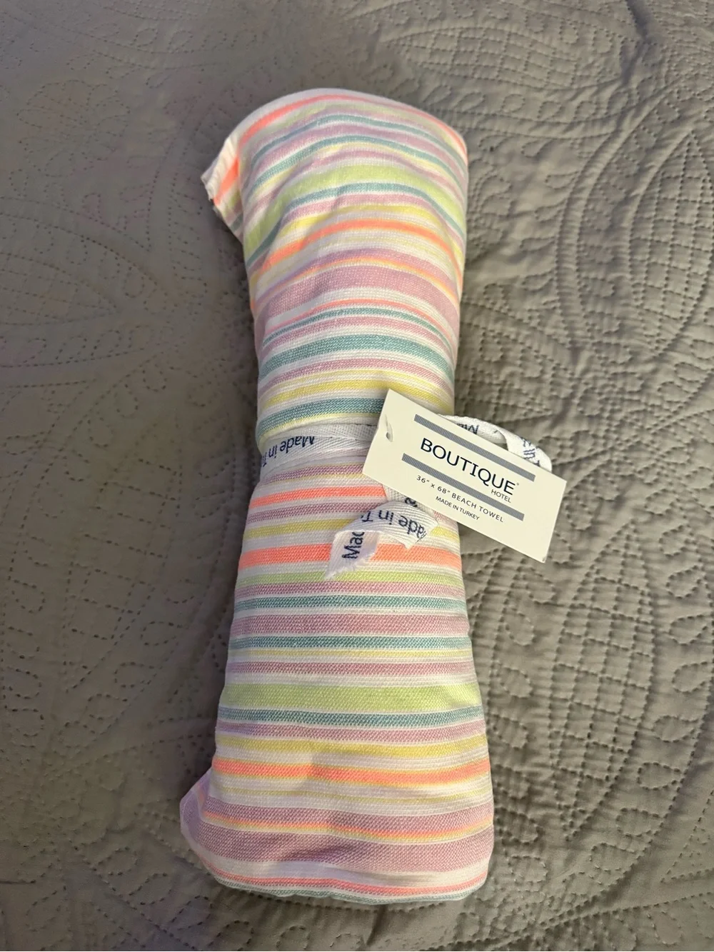 Boutique Hotel Turkish Beach Towel Multi-Color Stripes Cotton 36x68